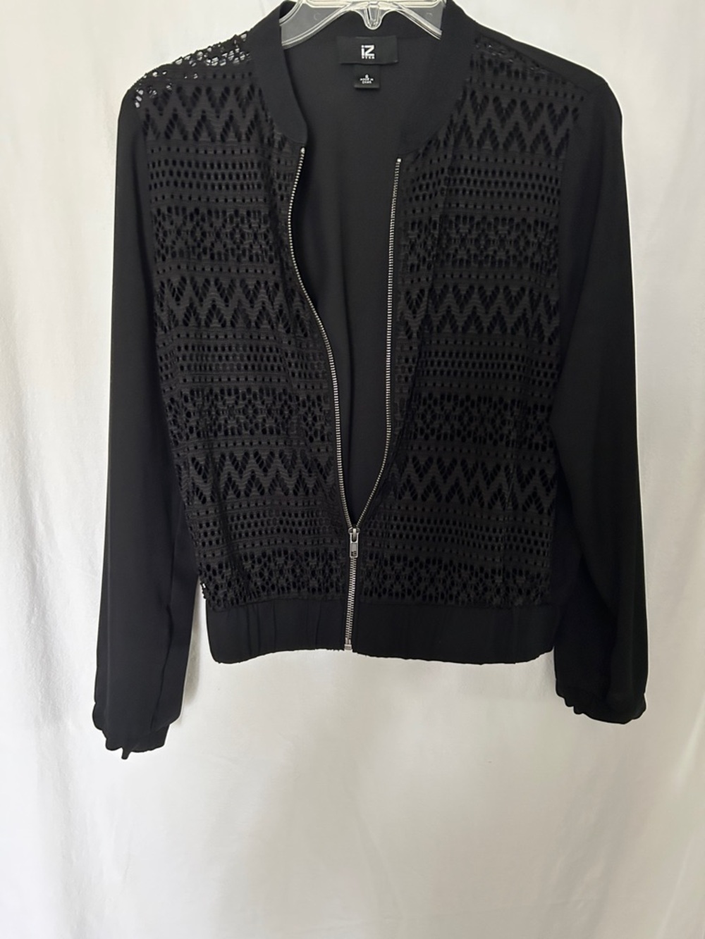Byer California Black Lace-Front Bomber Jacket with Zip